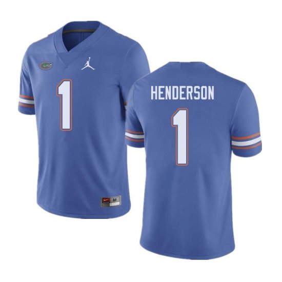 Men's Florida Gators #1 CJ Henderson NCAA Jordan Brand Blue Authentic Stitched College Football Jersey KLF1162MM